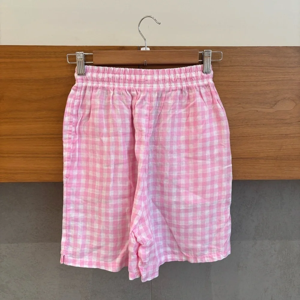 FRANKIES‎ BIKINIS Lou Gingham Shorts In Pink, Size S